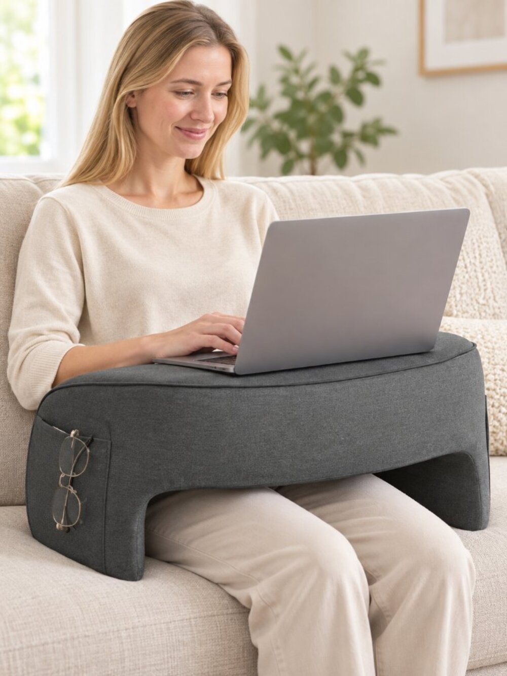 Lap Desk with Removable Knit Cover - Gray